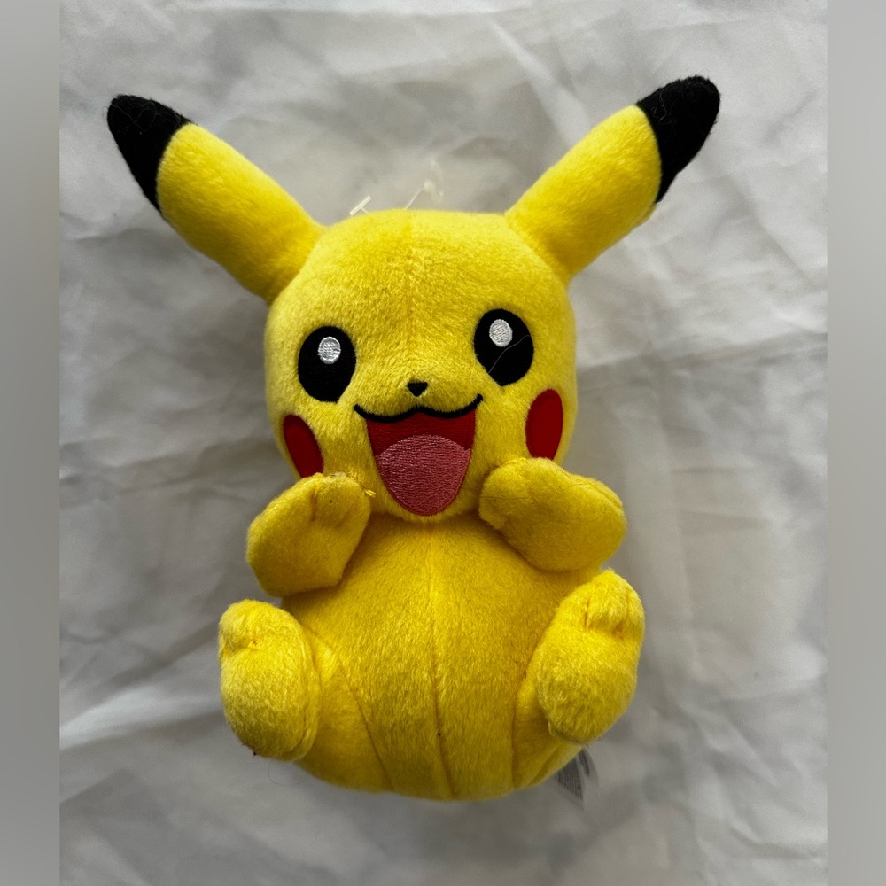 Pokémon Yellow Plush PIKACHU Embroidered Face Stuffed Animal -8” Tomy